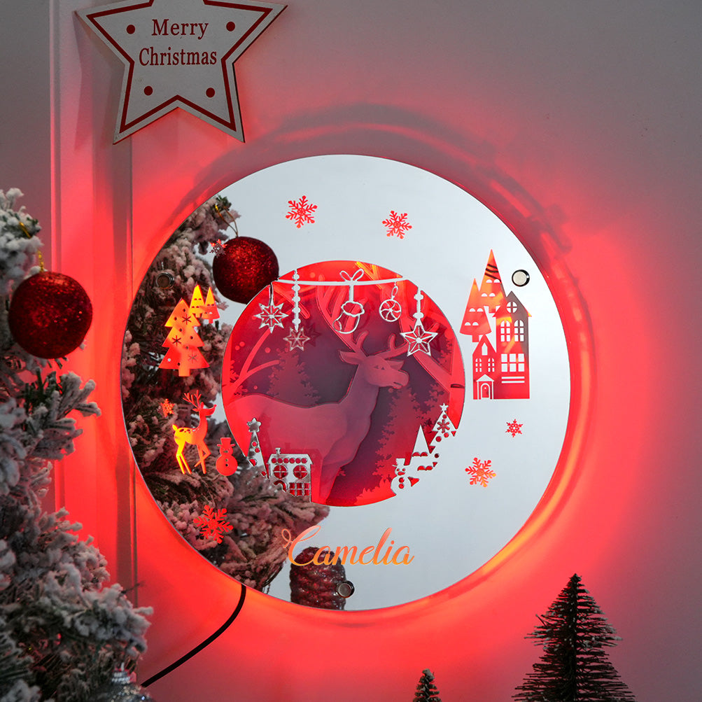 Gepersonaliseerde Naam Spiegel met Verlichting – Kerst Spiegel Licht & Sfeervolle Kamerdecoratie, Perfect Kerstcadeau