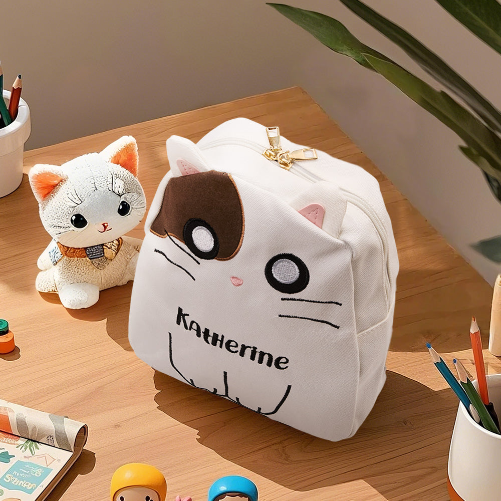 Katten Rugzak met Naam – Gepersonaliseerd Schoolcadeau voor Kinderen