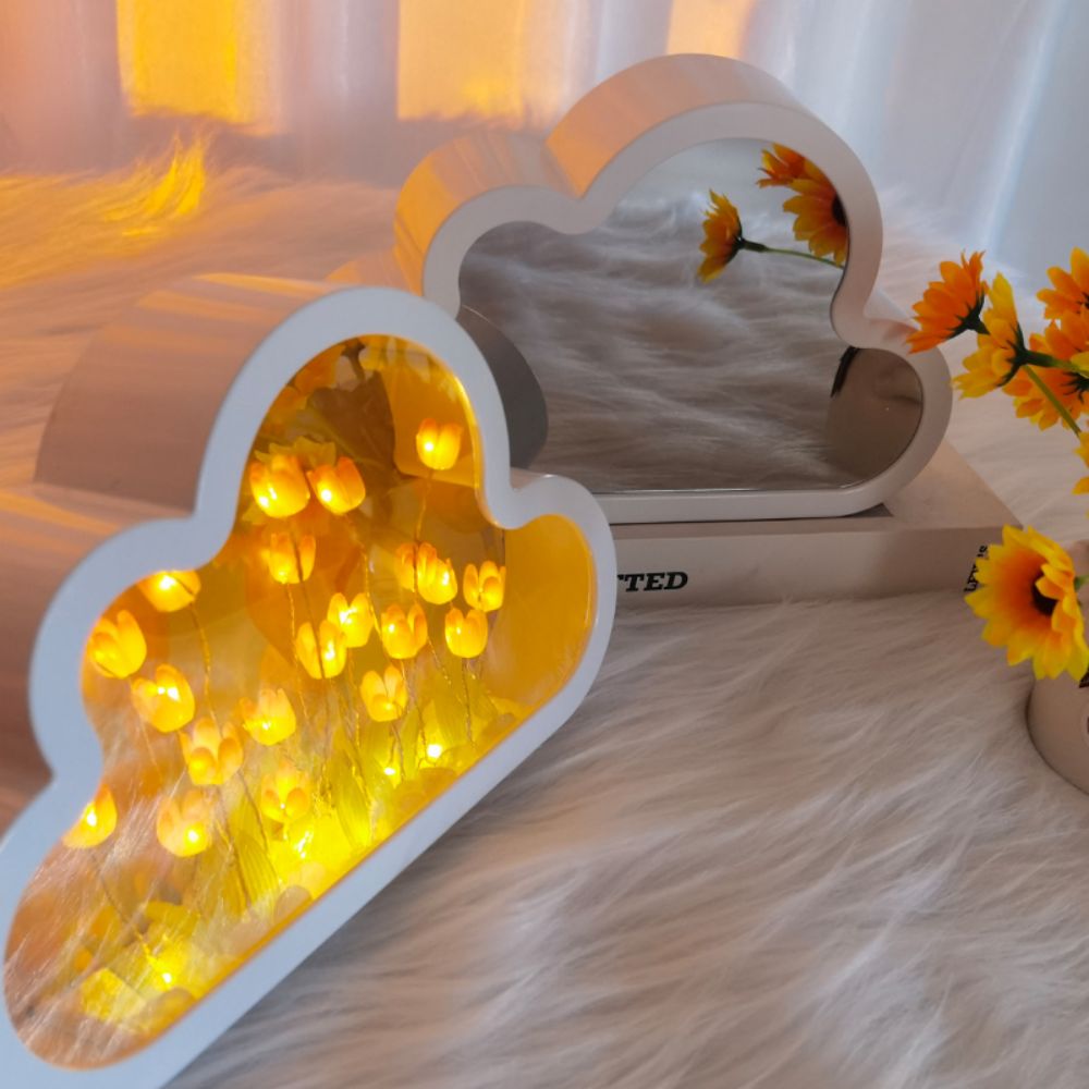 DIY Wolk Tulp Spiegel Nachtlamp – Sfeervolle Bloemen Tafellamp voor de Slaapkamer