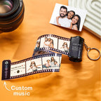 Gepersonaliseerde filmrol sleutelhanger met foto & muziekcode