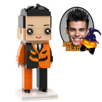Halloween pompoen jongen brickfiguur gepersonaliseerd.
