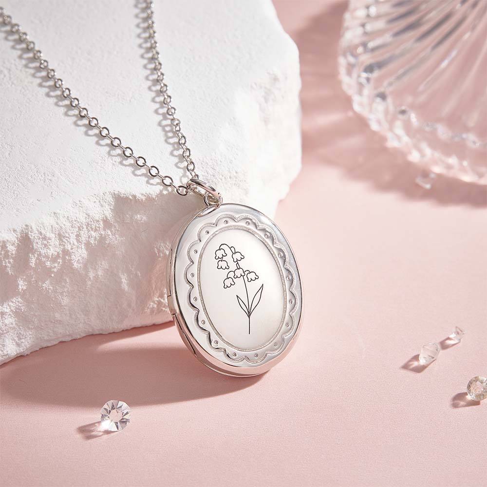 Gepersonaliseerde Geboortebloem Hanger met Foto