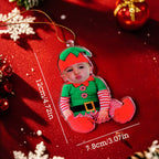Gepersonaliseerd Baby Elf Kerstornament – Eerste Kerst Foto Cadeau voor Kinderen