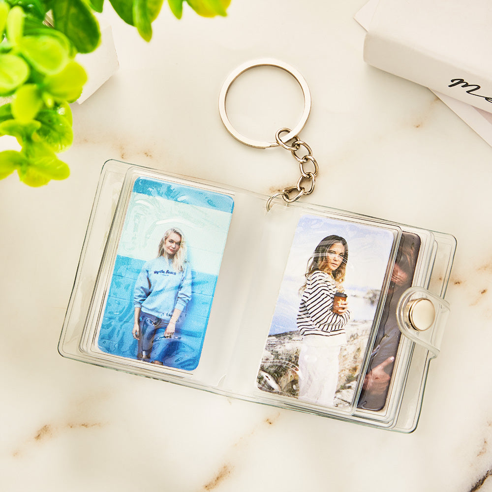 Gepersonaliseerde Mini Fotoalbum Sleutelhanger – Compact Plastic Fotoboekje als Uniek Cadeau