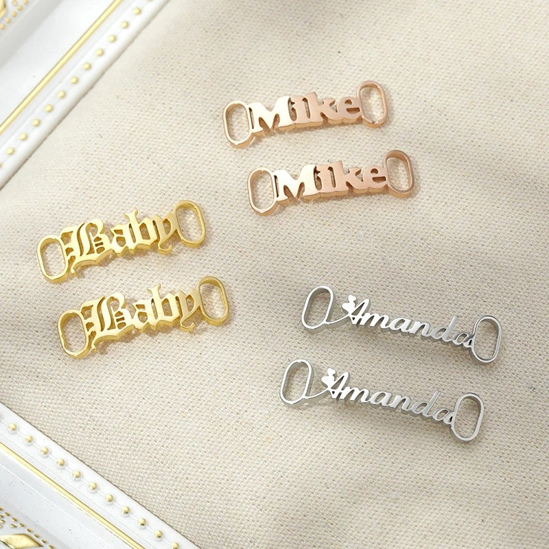 Gepersonaliseerde Metalen Schoenveter Charms met Naam | 2 stuks
