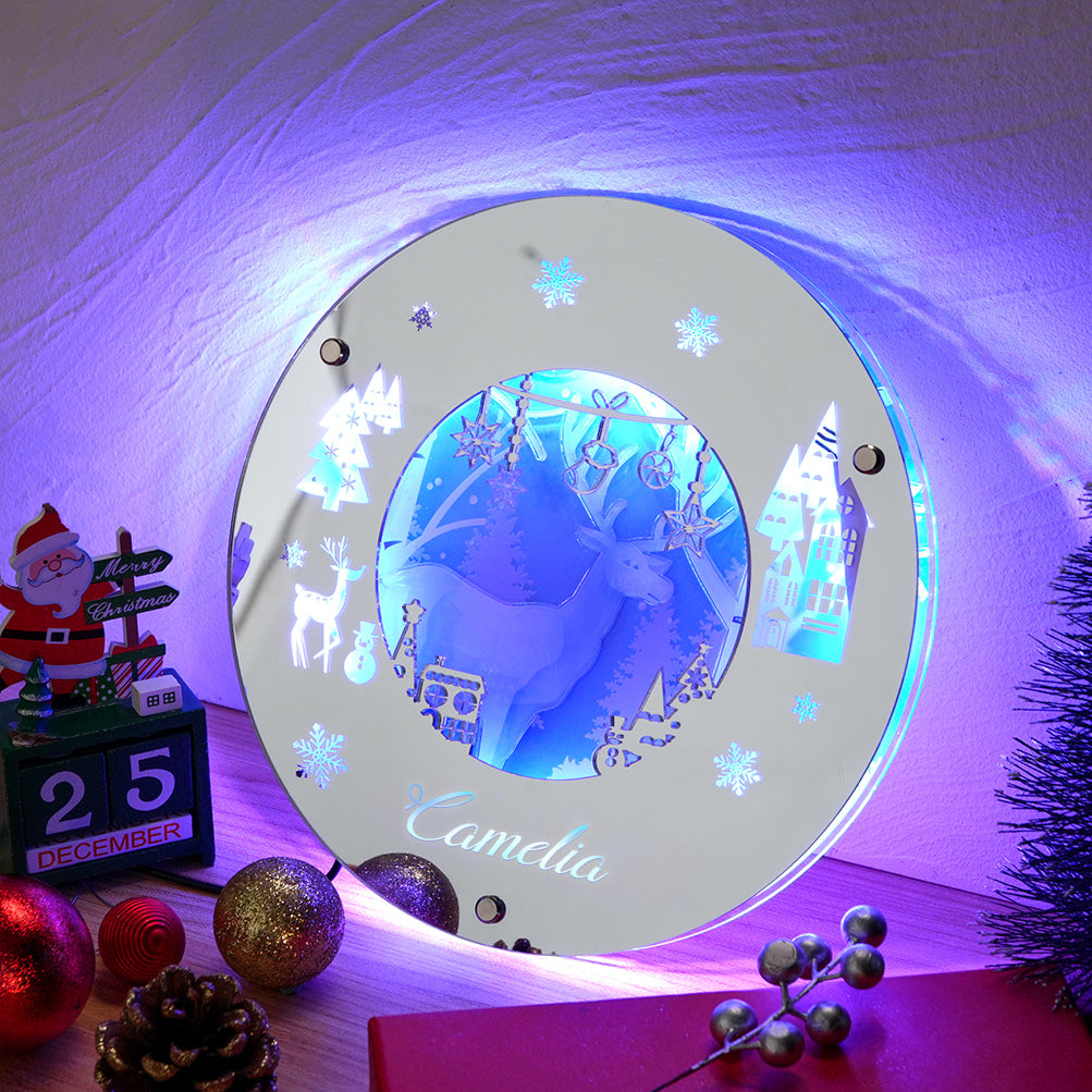 Gepersonaliseerde Naam Spiegel met Verlichting – Kerst Spiegel Licht & Sfeervolle Kamerdecoratie, Perfect Kerstcadeau