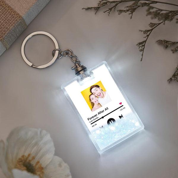 Gepersonaliseerde Sleutelhanger met Foto & Scanbare Muziekcode – Verlichte Quicksand Sleutelhanger, Uniek Cadeau