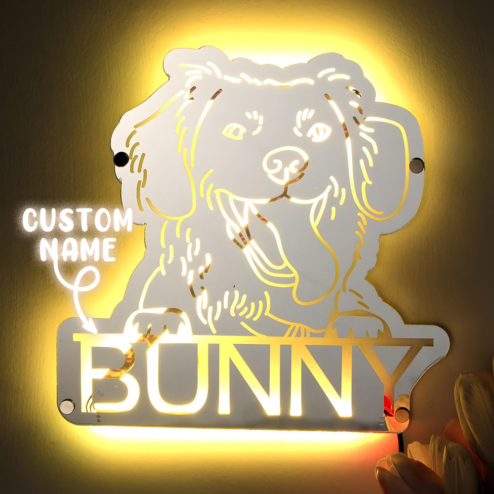 Gepersonaliseerde Huisdier Spiegel met Naam en Verlichting