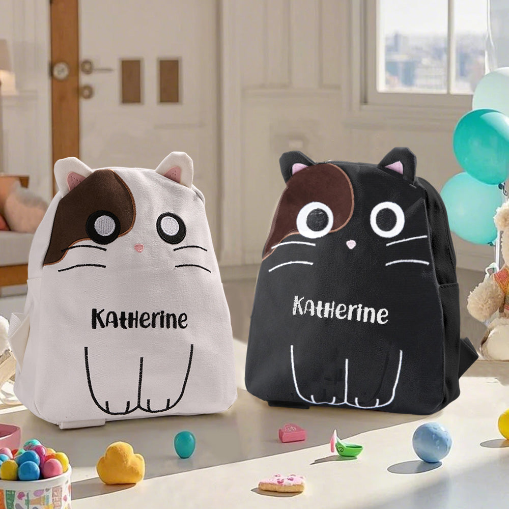 Katten Rugzak met Naam – Gepersonaliseerd Schoolcadeau voor Kinderen