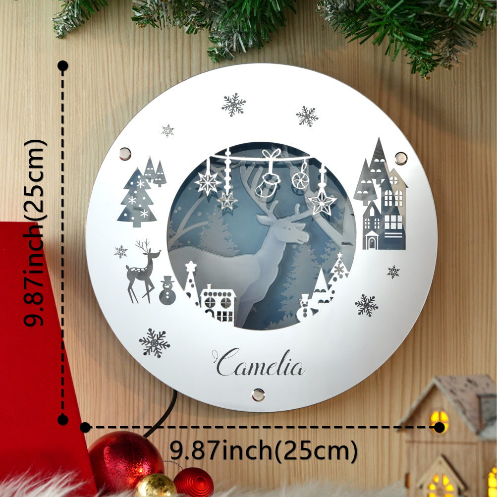 Gepersonaliseerde Naam Spiegel met Verlichting – Kerst Spiegel Licht & Sfeervolle Kamerdecoratie, Perfect Kerstcadeau