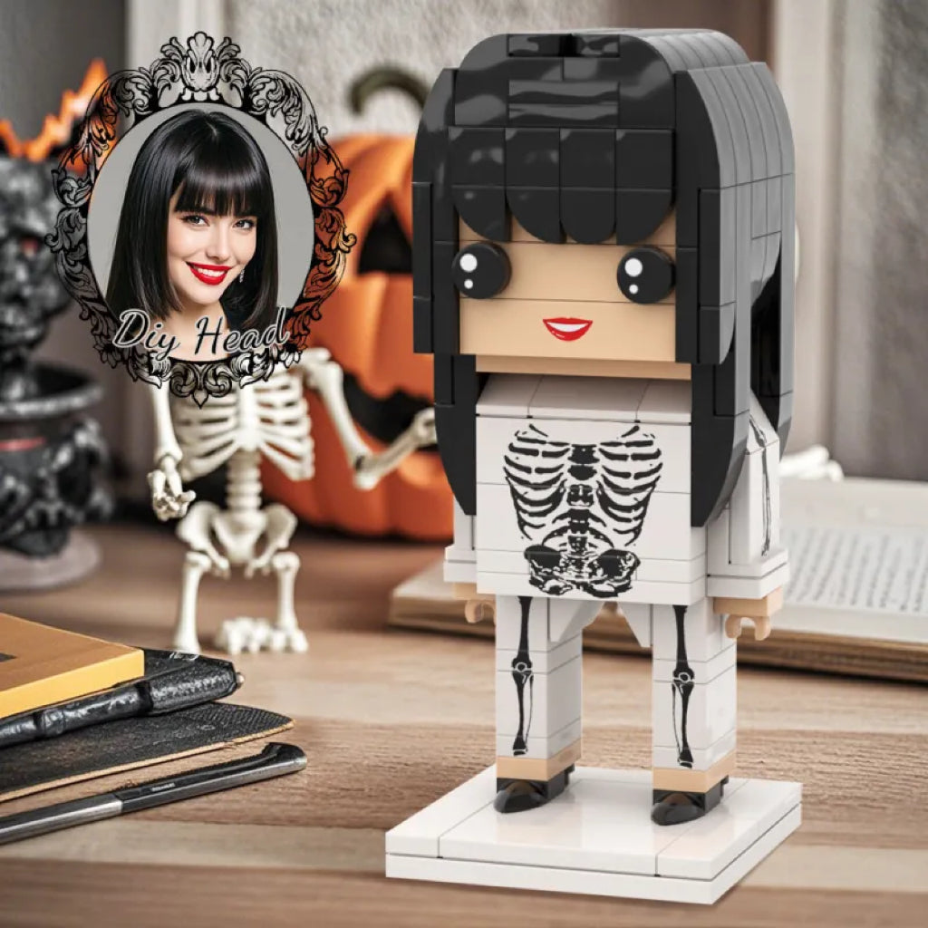 Halloween skelet meisje brickfiguur gepersonaliseerd