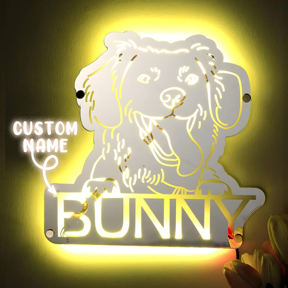 Gepersonaliseerde Huisdier Spiegel met Naam en Verlichting