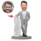 Bobblehead zakenpapa met tekst – gepersonaliseerd Vaderdagcadeau