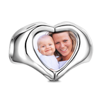 Gepersonaliseerde Finger Heart Foto Bedel – S925 Zilver, Uniek Liefdescadeau