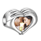 Gepersonaliseerde Finger Heart Foto Bedel – S925 Zilver, Uniek Liefdescadeau