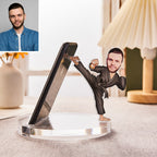 Gepersonaliseerde Acryl Telefoonhouder met Foto – Unieke en Grappige Smartphone Standaard