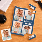 Gepersonaliseerde Foto Bouwsteen Puzzel – Verticale Fotoblok, Uniek Vaderdagcadeau