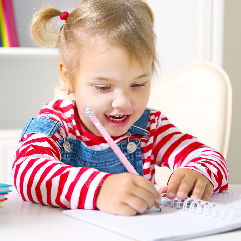 Roze Pennenset met Naam (12 HB Potloden) – Schoolcadeau voor Kinderen