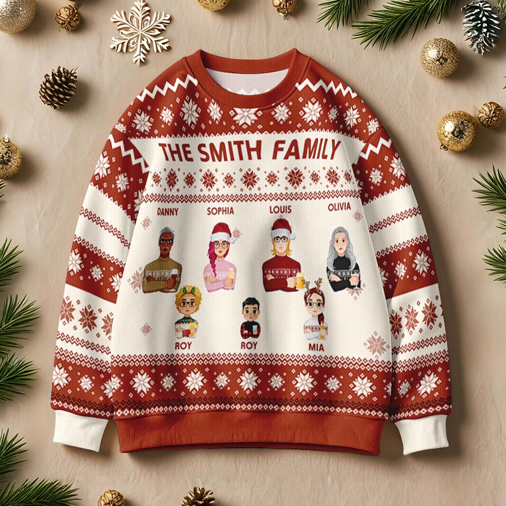 Gepersonaliseerde Foute Kersttrui voor Volwassenen – Unisex Sweater