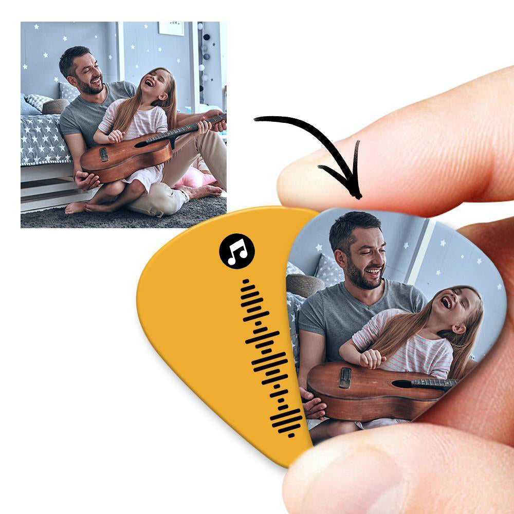 Gepersonaliseerde Gitaarplectrums met Code – Dubbelzijdig Gegraveerd & Bedrukt met Foto (12 stuks) Perfecte Kerstcadeaus