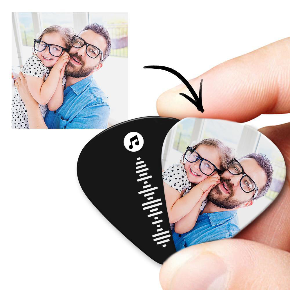 Gepersonaliseerde Gitaarplectrums met Code – Dubbelzijdig Gegraveerd & Bedrukt met Foto (12 stuks) Perfecte Kerstcadeaus