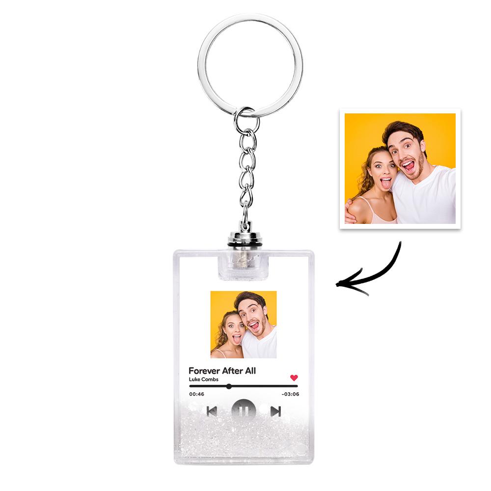 Gepersonaliseerde Sleutelhanger met Foto & Scanbare Muziekcode – Verlichte Quicksand Sleutelhanger, Uniek Cadeau