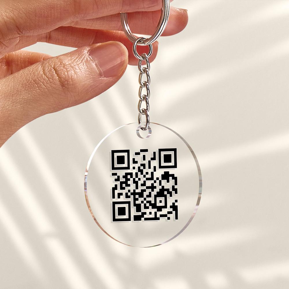 Gepersonaliseerde QR-code Sleutelhanger – Scanbare Spraak- of Tekstsleutelhanger, Uniek Cadeau voor Haar