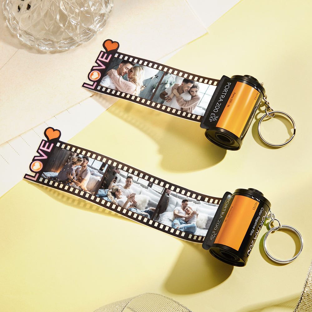 LOVE Fotofilm Sleutelhanger met Foto’s – Gepersonaliseerd cadeau