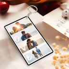 Gepersonaliseerde Sleutelhanger met 4 Foto’s & Tekst – Acryl Sleutelhanger voor Koppels op Valentijnsdag