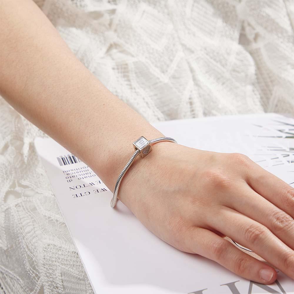 Gepersonaliseerde Foto Gegraveerde Bedel – Vierkant, Hart of Diamant Vorm, Romantisch Cadeau