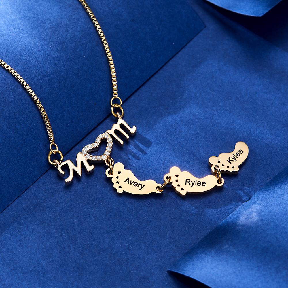 Gepersonaliseerde Ketting met Gegraveerde Voetjes – Moederdag Cadeau