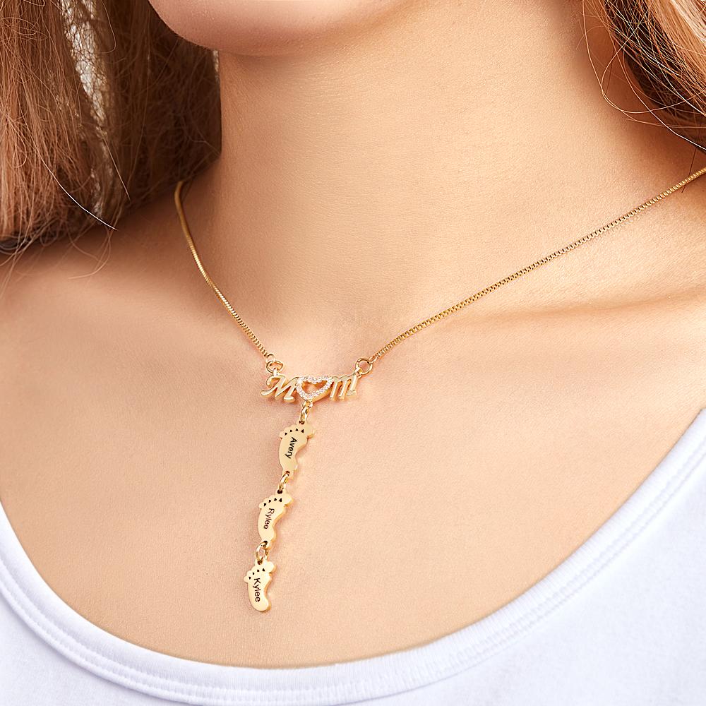 Gepersonaliseerde Ketting met Gegraveerde Voetjes – Moederdag Cadeau