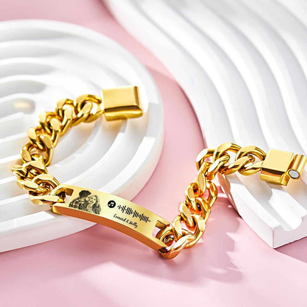 Gepersonaliseerde muziekcode armband met foto