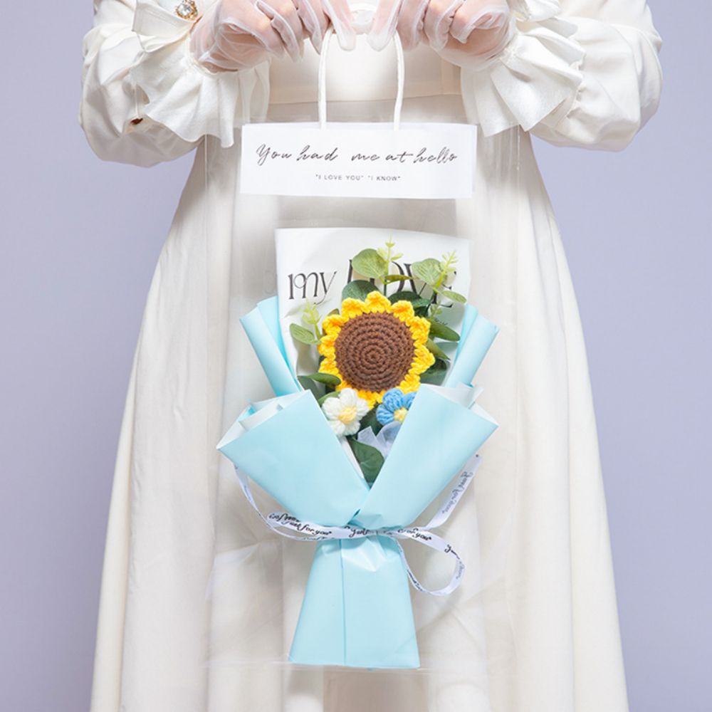 Handgemaakt Gehaakt Bloemenboeket – Gebreid Zonnebloemboeket, Perfect Cadeau of Bruiloftsdecoratie