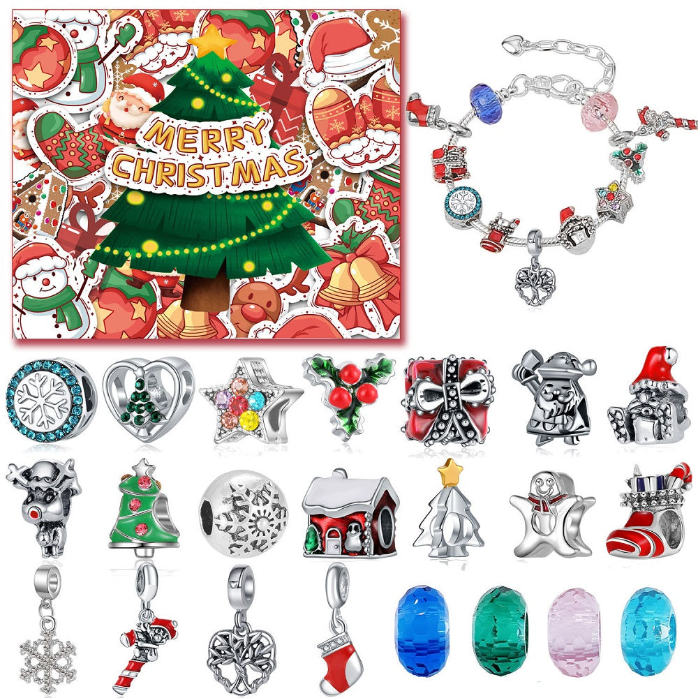 Adventskalender Sieraden Box – 24 Dagen Kerst Aftellen met Verrassingsarmbanden & Charms | Kerstcadeau
