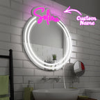 Gepersonaliseerde Naam Spiegel – Neon LED Wandlamp, Dimbaar & Aanpasbare Kleur