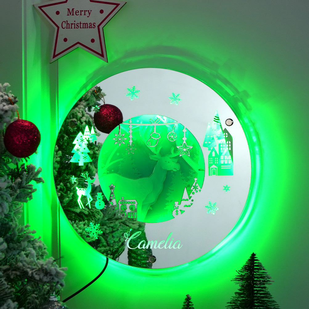 Gepersonaliseerde Naam Spiegel met Verlichting – Kerst Spiegel Licht & Sfeervolle Kamerdecoratie, Perfect Kerstcadeau
