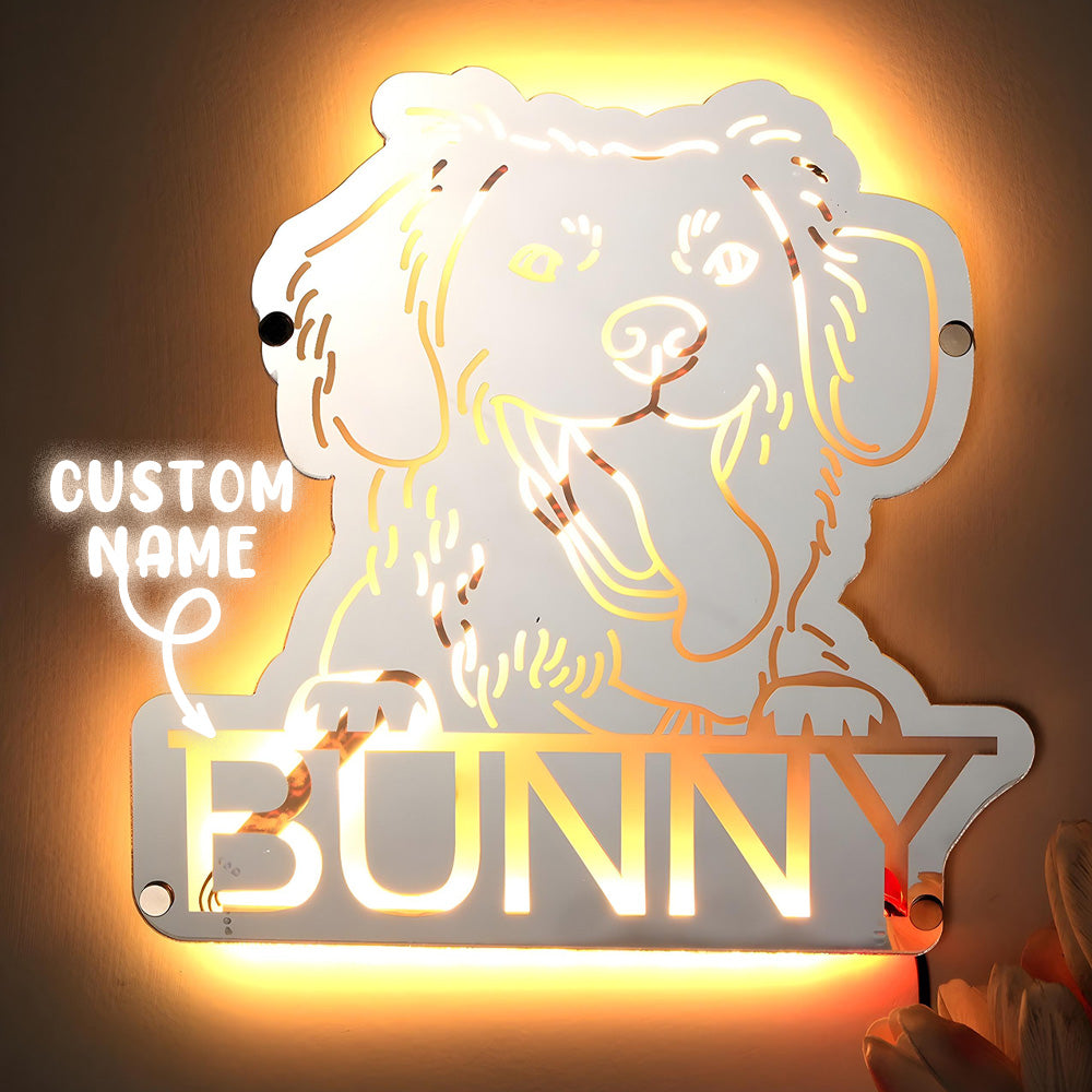 Gepersonaliseerde Huisdier Spiegel met Naam en Verlichting