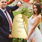 Gepersonaliseerd Gouden Spiegel Welkomstbord – Boogvormig Huwelijksbord, Uniek Cadeau voor Bruiloft