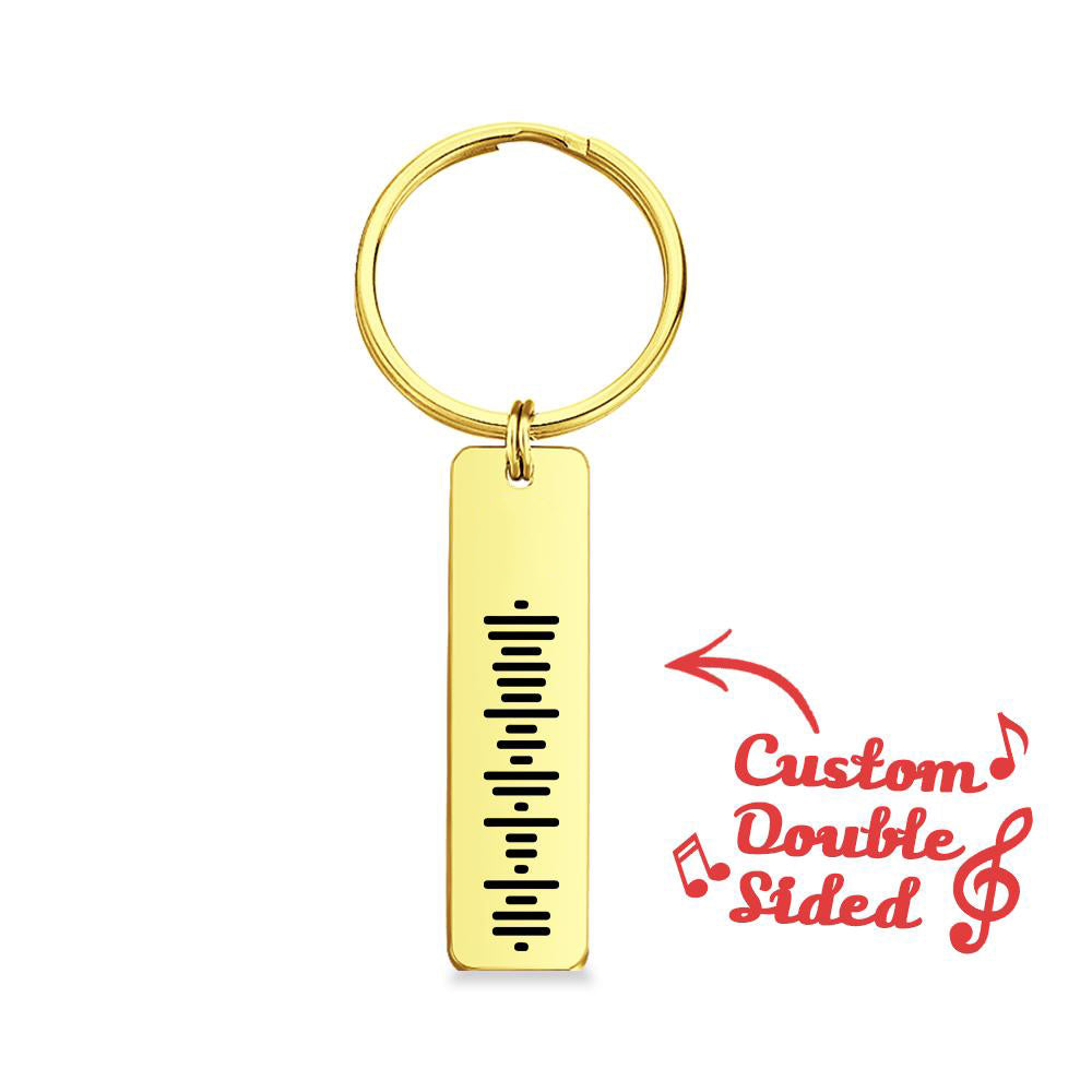 Dubbelzijdig Gegraveerde RVS Sleutelhanger met Scanbare Muziekcode – Uniek Cadeau voor Muziekliefhebbers