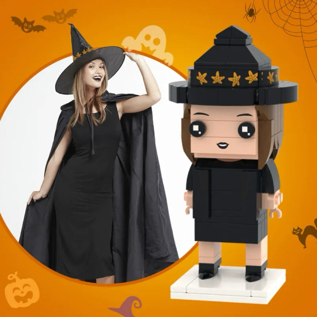Halloween Heks Brickfiguur gepersonaliseerd