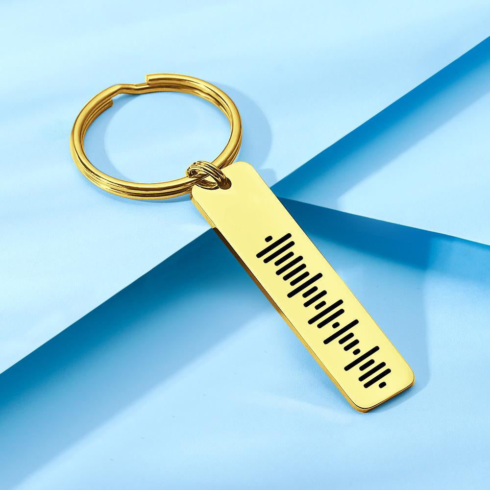 Dubbelzijdig Gegraveerde RVS Sleutelhanger met Scanbare Muziekcode – Uniek Cadeau voor Muziekliefhebbers
