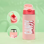 Gepersonaliseerde 350ml Fles met Siliconen Rietje – Cadeau voor Kinderen