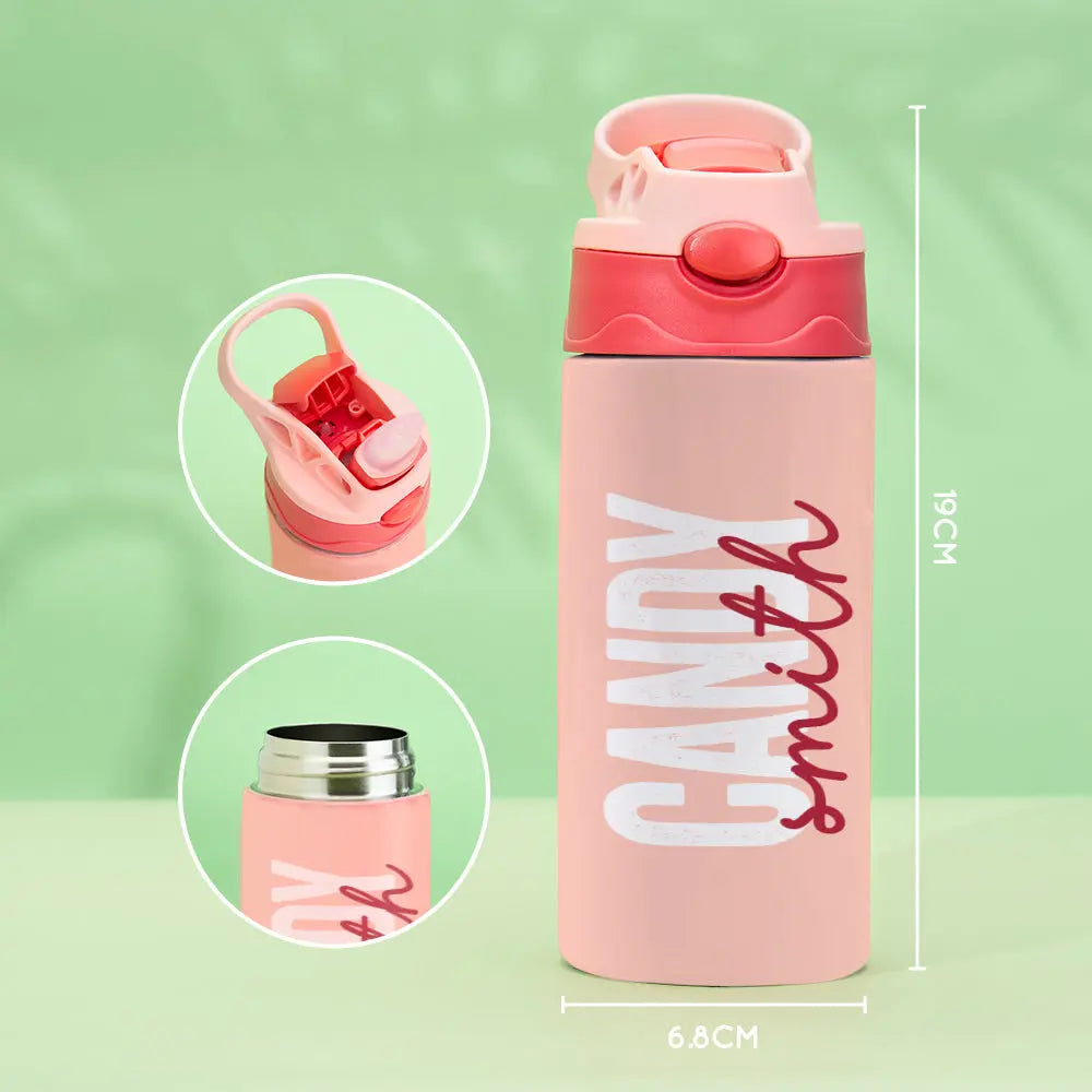 Gepersonaliseerde 350ml Fles met Siliconen Rietje – Cadeau voor Kinderen