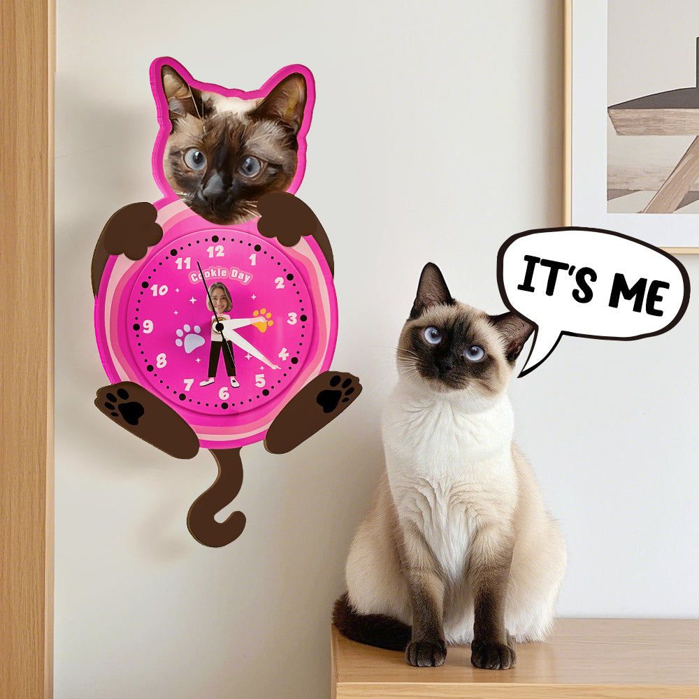 Gepersonaliseerde Wandklok met Huisdier- en Baasfoto – Grappig & Uniek Cadeau voor Dierenliefhebbers