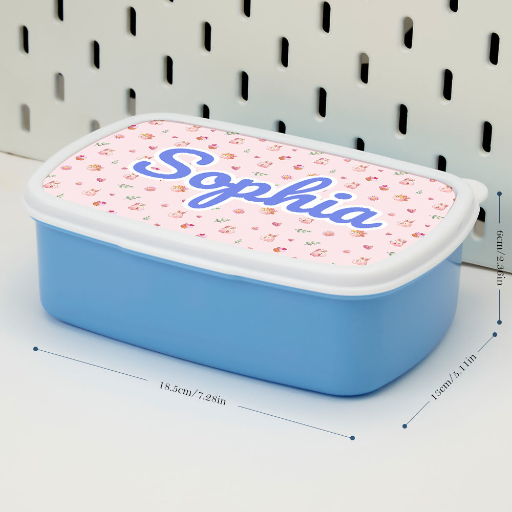 Broodtrommel met Naam & Konijn – Gepersonaliseerd Cadeau voor Kinderen