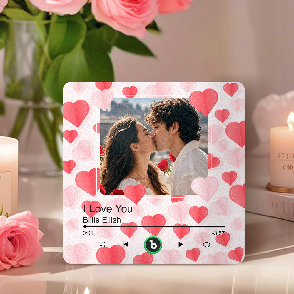 Fotomagneet met Hartjes & Muziek – Valentijn Cadeau